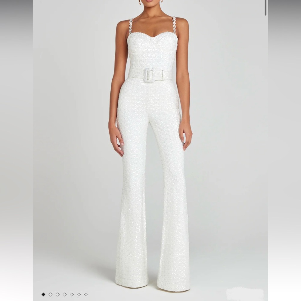 NADINE MERABI White Sequin Jumpsuit